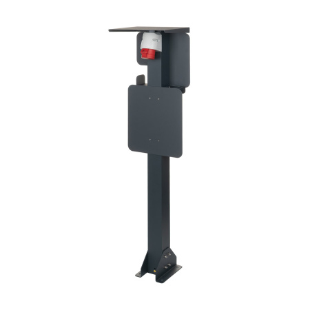Hochwertiger universeller Standfuß aus Aluminum für Ladestation mit CEE-Stecker, 3F, 16A, 11 kW